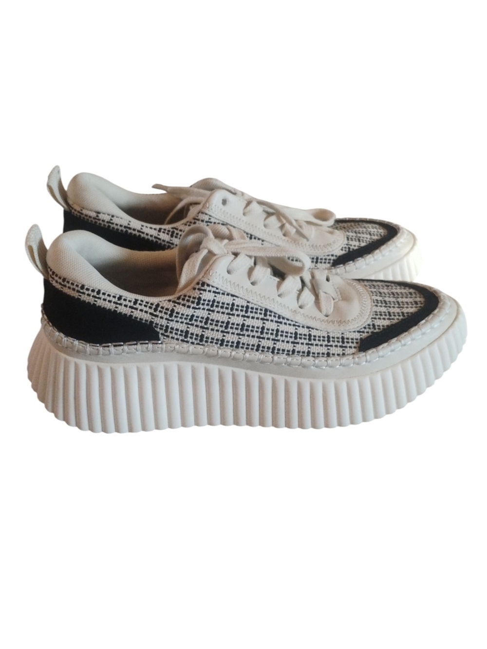 Dolce Vita Womens Neutral Black & White Platform Sneakers SZ 6.5